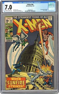 Buy Uncanny X-Men #64 CGC 7.0 1970 3858862024 1st App. Sunfire • 497.03£