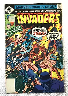 Buy Vintage Comic Book The Invaders #21  Union Jack Appearance Marvel Comics 1977 • 5.43£