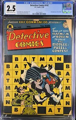 Buy Detective Comics #142 CGC GD+ 2.5 2nd Appearance Of The Riddler! DC Comics 1948 • 1,319.46£