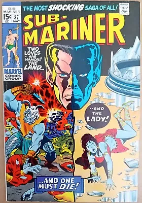 Buy Sub-Mariner #37 - FN- (5.5) - Marvel 1971 - 15 Cents Copy - Attuma, Lady Dorma • 8.99£