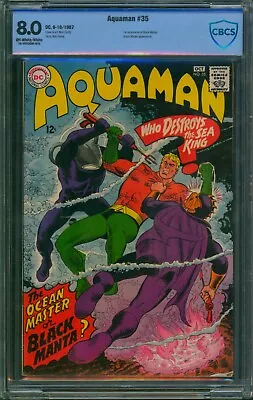 Buy Aquaman #35 ⭐ CBCS 8.0 ⭐ 1st Appearance Of BLACK MANTA! Nick Cardy DC Comic 1967 • 539.74£