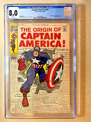 Buy Captain America #109 Cgc 8.0 Marvel (1969) - White Pages! • 132.02£