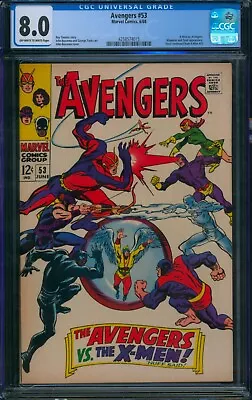 Buy Avengers #53 🌟 CGC 8.0 🌟 Vs. The X-Men! Magneto Silver Age Marvel Comic 1968 • 182.50£