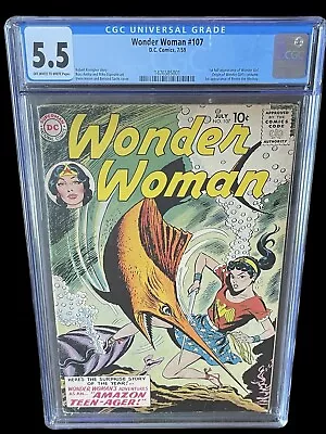 Buy Wonder Woman #107 CGC 5.5 1959 OW/W PGS 1st Ap Wonder Girl Origin Of Costume • 504.80£