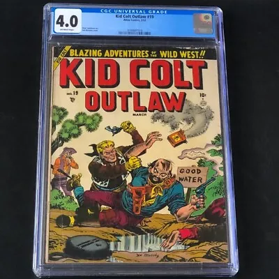 Buy Kid Colt Outlaw #19 (Atlas 1952) 💥 CGC 4.0 💥 Rare Golden Age Western Comic • 128.37£