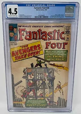 Buy Fantastic Four #26 CGC 4.5 1964 Thing Vs Hulk Conclusion; Avengers App • 194.15£