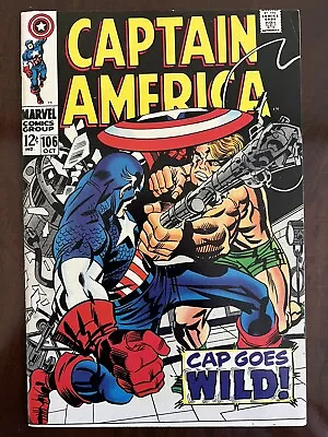Buy Captain America #106 Marvel 1968 Stan Lee Jack Kirby Art Nice Copy F Condition • 15.49£