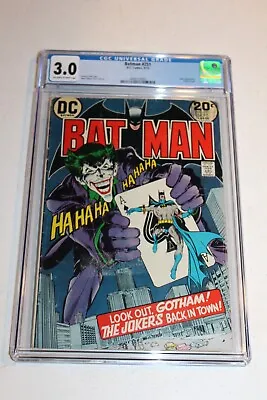 Buy CGC 3.5 Batman 251 1973 Classic Neal Adams Joker Card Cover HTF OW - W RARE • 248.51£