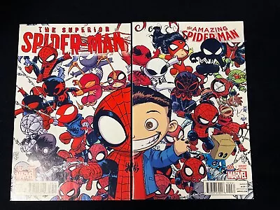 Buy Amazing Spider-Man #9 & Superior Spider-Man #32, Skottie Young Connect Variants • 100.96£