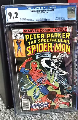 Buy Peter Parker Spectacular Spiderman Comic Issue 22 Grade 9.2 CGC Moon Knight App • 93.15£