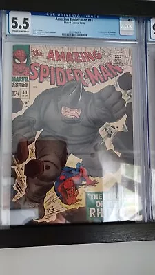 Buy Amazing Spider-Man #41 - CGC Graded 5.5 OW/W Pages : 1st Appearance Of The Rhino • 440£