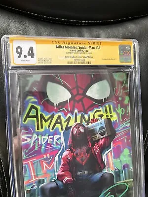 Buy CGC 9.4 Miles Morales Spider-Man #35 Hip-Hop Virgin Cover W/ Celebrity Signature • 309.87£