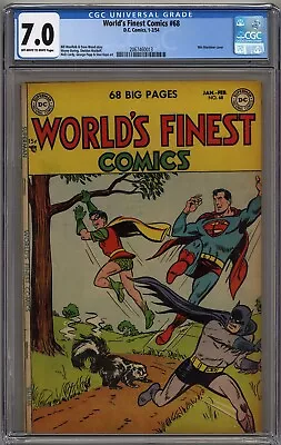 Buy World's Finest Comics #68 Cgc 7.0 Off-white To White Pages Dc Comics 1954 • 893.10£