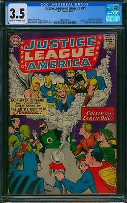 Buy Justice League Of America #21 ⭐ CGC 3.5 ⭐ 1st SA DR FATE & HOURMAN DC Comic 1963 • 136.15£