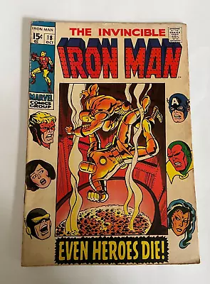 Buy Marvel Comics Iron Man #18 1969 Even Heroes Die! MADAME MASQUE, HYDRA, NICK FURY • 15£