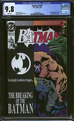 Buy Batman #497 CGC 9.8 NM/MT WP KEY Bane Breaks Batman's Back DC Comics 1993 • 69.12£