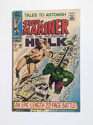 Buy Tales To Astonish #100 Hulk Vs. Sub-Mariner Marvel 1968 • 38.79£