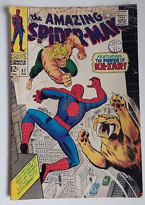 Buy Amazing Spider-Man #57 2/1968 3.0 GD/VG OW Ka-Zar Zebu • 50£