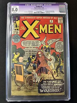 Buy X-Men #2 CGC 8.0 Slight Color Touch Restored Marvel Silver Age 1st Print 1963 • 1,867.19£