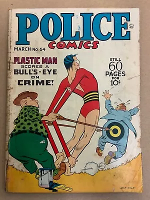 Buy Police Comics  # 64 1947  SPIRIT PLASTIC MAN FLATFOOT BURNS CANDY GGA • 45.82£
