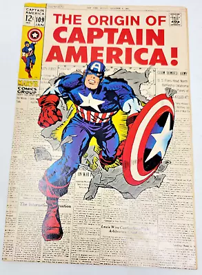 Buy CAPTAIN AMERICA #109 1969 Marvel 7.0 ORIGIN RETOLD Jack Kirby Cover Art • 100.18£