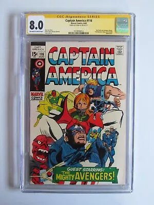 Buy Captain America 116 CGC 8.0 SS Signed By Stan Lee Red Skull App 1969 • 504.80£