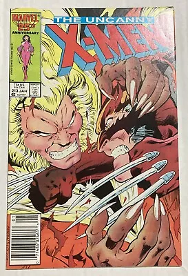 Buy Uncanny X-Men #213 - Wolverine Battles Sabretooth - Marvel - Newsstand - VF • 27.18£