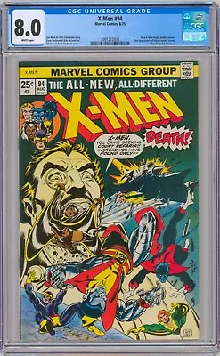 Buy X-MEN #94 CGC 8.0 New Team Begins, Marvel Comics 1975 WHITE Pages! • 776.61£