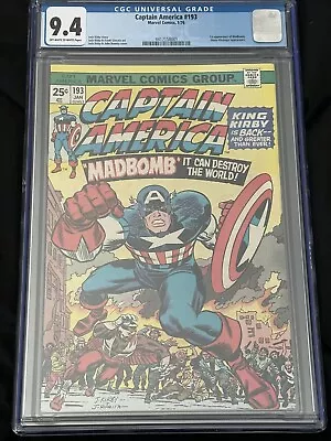 Buy Captain America #193 🌟 CGC 9.4 🌟 1st App MADBOMB! Jack Kirby Marvel Comic 1976 • 135.91£