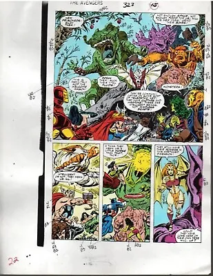 Buy Original 1990 Avengers 327 Color Guide Art: Thor,Iron Man,Captain America,Marvel • 66.14£