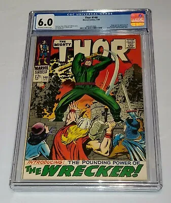 Buy Thor #148 (1968) Cgc 6.0 1st App Origin Wrecker Key 1st App Thor Villain • 232.98£