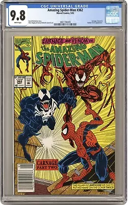 Buy Amazing Spider-Man #362 CGC 9.8 Newsstand Edition 2nd Appearance Of Carnage 1992 • 107.95£