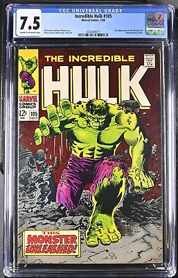 Buy Incredible Hulk #105 - Marvel Comics 1968 CGC 7.5 First Appearance Of The Missin • 115.71£