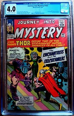 Buy JOURNEY INTO MYSTERY #103 CGC 4.0 OW 1964 Lee/KIRBY 1st ENCHANTRESS, Executioner • 210.46£