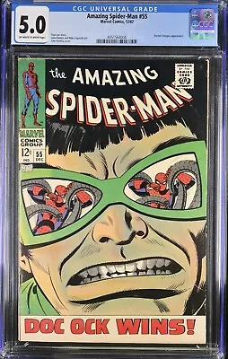 Buy The Amazing Spider-Man #55 CGC 5.0 Dr. Octopus Cover Stan Lee Story - 4451564008 • 97.08£