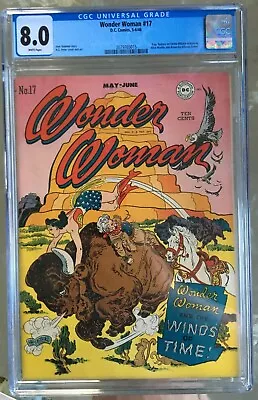 Buy Wonder Woman #17 (1946) CGC 8.0 -- White Pgs; Emma Willard Feature; H. G. Peter • 1,428.95£