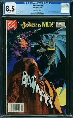 Buy Batman 366 Cgc 8.5 White Pages Newsstand Edition 1983 Joker On Cover Is Wild L9 • 93.19£