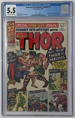 Buy Journey Into Mystery Annual #1 CGC 5.5 1965 1st App Hercules, Zeus Marvel Comics • 310.64£