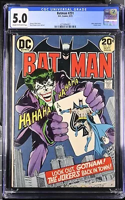 Buy Batman 251 CGC 5.0 DC 1973 Neal Adams Classic Joker Cover! Always In Demand Book • 368.88£