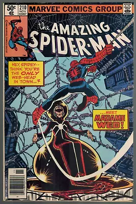 Buy Amazing Spider-Man 210  1st Madame Web!  Newsstand!  F/VF  1980 Marvel Comic • 54.32£