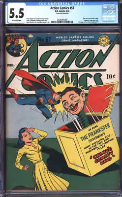 Buy Action Comics #57 Cgc 5.5 Ow Pages // 2nd Lois Lane Cover Dc Comics 1943 • 691.18£