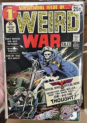 Buy WEIRD WAR TALES #1 1971 DC Comics Bronze Age Horror! Classic Kubert Cover RARE! • 77.65£