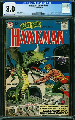 Buy Brave And The Bold #34 CGC 3.0 DC 1961 1st Silver Hawkman Hawkgirl N2 384 Cm Bin • 368.89£