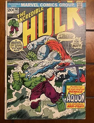 Buy Incredible Hulk #165 (1973) - 1st Appearance Of Aquon - Shipped In Gemini Mailer • 8.54£