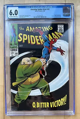 Buy The Amazing Spider-Man #60 Marvel 1968 Stan Lee Romita OW/White Pages CGC 6.0 • 124.25£