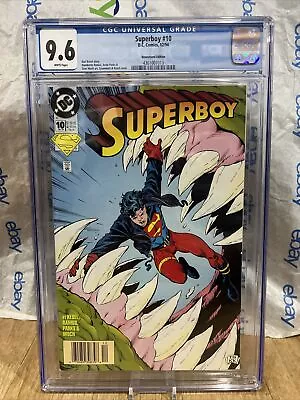 Buy Superboy #10 CGC 9.6 (1994)  Newsstand Graded Comic Dc White Pages • 50.40£