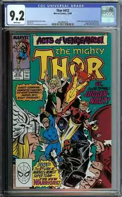 Buy Thor #412 Cgc 9.2 White Pages // 1st Full Appearance Of The New Warriors 1989 • 62.13£