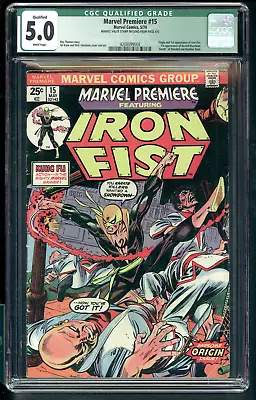 Buy Marvel Premiere 15 Cgc 5.0 Origin 1st Appearance Iron Fist Missing Stamp 1974 • 115.72£