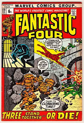 Buy FANTASTIC FOUR # 119 - BLACK PANTHER APP / Vs. KLAW - GLOSSY MARVEL 1972 • 7.95£