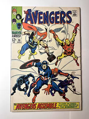 Buy The Avengers #58 (1968, Marvel) FN- 2nd App & Origin Of Vision • 69.89£